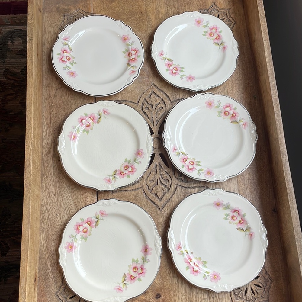 🌸Set of 6 Vintage Style Dessert Plates! Pretty delicate rose pattern 🌸 - Picture 13 of 16